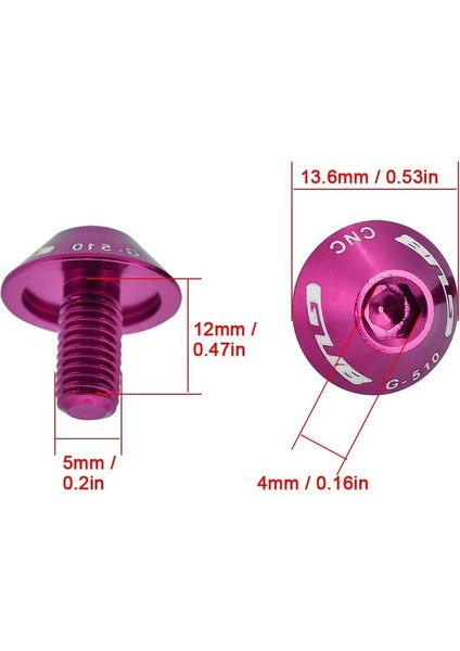 Bisiklet Şişe Tutucu Vidası, 2 Adet M5 * 12MM Alüminyum Alaşımlı Bisiklet Disk Fren Rotoru Veya Su Şişesi Tutucu Için Pas Korumalı Vida Cıvataları (Mor) (Yurt Dışından) fiyatları