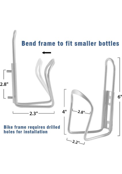 2 Adet Şişe Tutucu - Bisiklet Için Hafif Alüminyum Alaşım (Gümüş, 14,5*7,5cm, Anahtarlar Olmadan) (Yurt Dışından) indirimleri