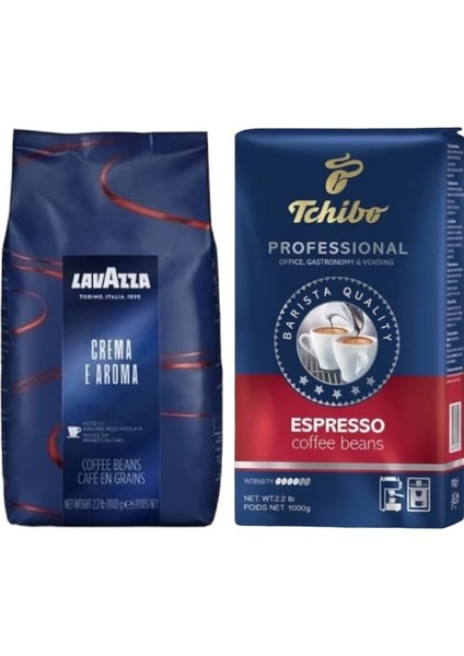 Crema E Aroma Çekirdek Kahve 1 kg + Tchibo Profesional Espresso Çekirdek Kahve 1kg