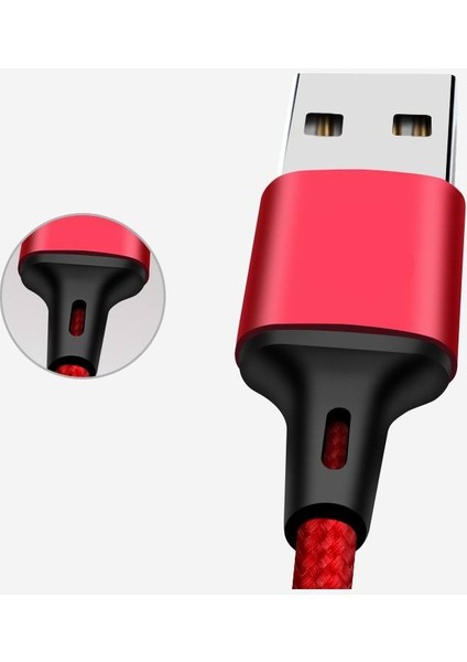 Huawei Xiaomi Samsung Iphone Uyumlu Örgü Hasır Çoklu Şarj Kablosu Type-C Micro Lightning