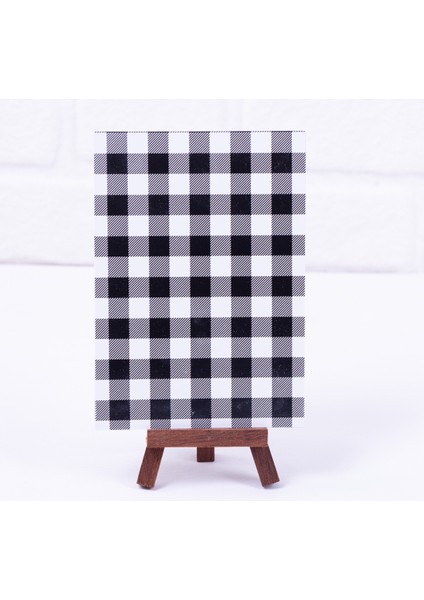 Siyah ekose desenli not kartı, 12 x 17 cm 2 adet