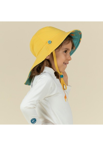 Nabaiji Bebek Uv Korumalı Şapka - Sarı / Mavi / Savan Baskılı