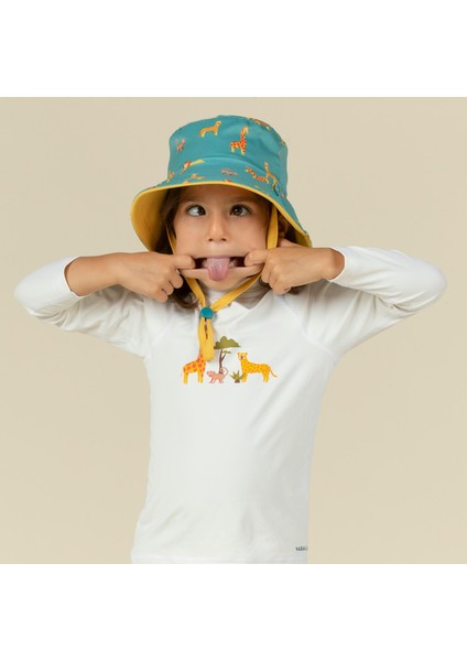 Nabaiji Bebek Uv Korumalı Şapka - Sarı / Mavi / Savan Baskılı