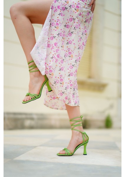 Kadın Gladis Mat Deri Topuklu Ayakkabı Bil - Yeşil