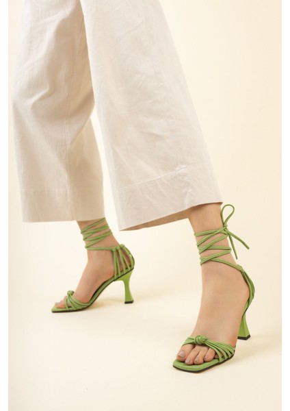 Kadın Gladis Mat Deri Topuklu Ayakkabı Bil - Yeşil fırsatları