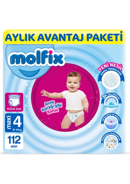 Pants Bebek Bezi 4 Beden Maxi Aylık AvantajPaketi 112 Adet