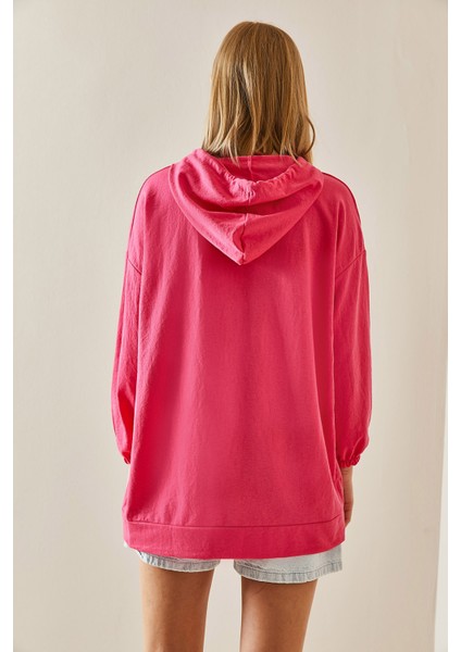 Fuşya Kanguru Cepli Oversize Kapüşonlü Sweatshirt 3YXK8-47461-07 indirimleri