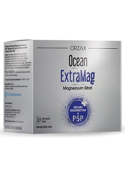 Ocean Extramag 250 Magnezyum Sitrat + P5P 30 Saşe