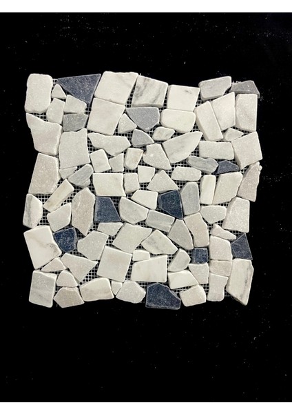 Puzzle Carrara & Siyah Mermer Mıx Eskitme Mozaik Doğaltaş Duvar Kaplama modelleri