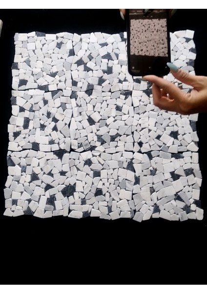 Puzzle Carrara & Siyah Mermer Mıx Eskitme Mozaik Doğaltaş Duvar Kaplama fırsatları