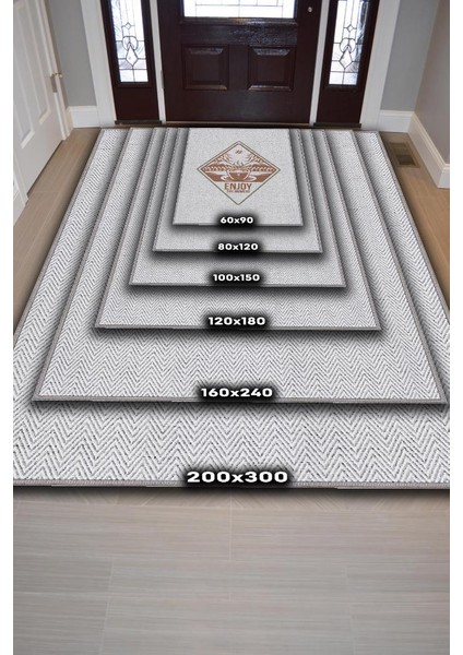 Andan Keyif Al Gri Renkli Mutfak Halısı Modern Geometrik Desenli Halı Dekoratif Dokulu Halı