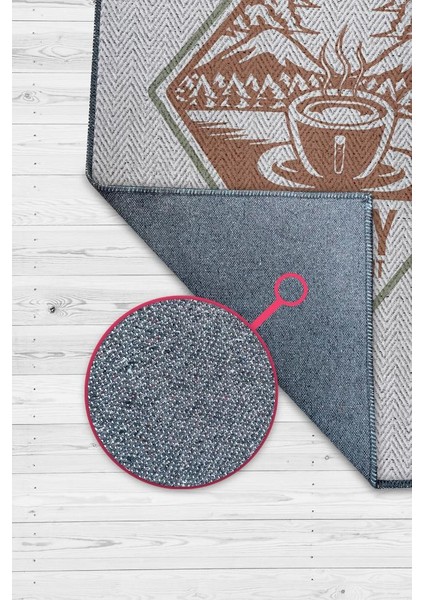 Andan Keyif Al Gri Renkli Mutfak Halısı Modern Geometrik Desenli Halı Dekoratif Dokulu Halı