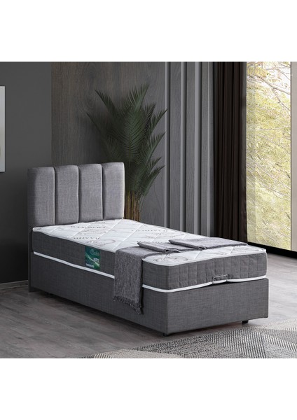 Defne Tek Kişilik Baza Başlık Comfort Yatak - Gri
