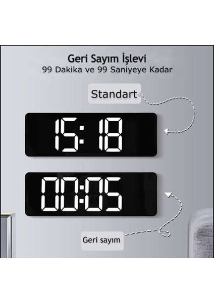 Daily Link Dailylink Kumandalı Duvara Monte Dijital Duvar Masa Saati Geri Sayım Sıcaklık Tarih Alarm