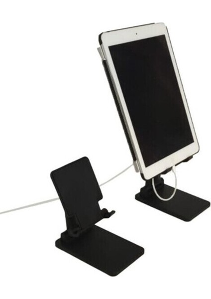 Meks'ten Masa Üstü Telefon Standı, Telefon ve Tablet Tutucu Stant, Yükseklik ve Bakış Açısı Ayarlanabilir Şarj Kablosuna Engel Olmayan Işlevsel Siyah Renkli Şık Telefon Tutucu ve Tablet Standı