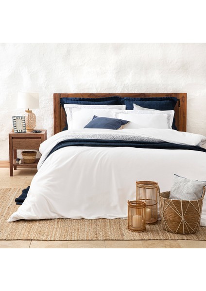 Shine Nevresim Seti King Size 230X220 cm Beyaz/marin Mavi fiyatları