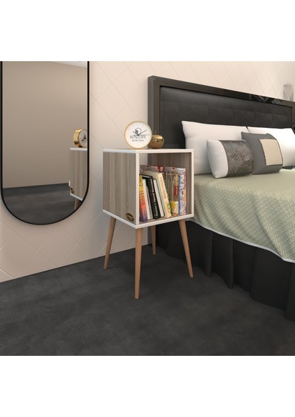 Kenzlife Komodin Biterge Crd 74*39*39 Ahşap Ayaklı Komidin Kitaplık