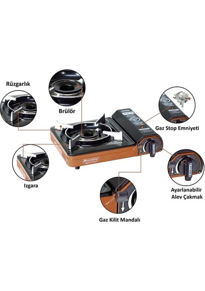Tekli Portatif Kamp Ocak Gaz Stop Emniyetli Taba modelleri