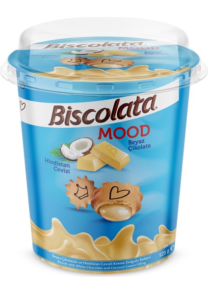 Biscolata Mood Hindistan Cevizli Krema Dolgulu Bisküvi 125 gr x 3 Adet