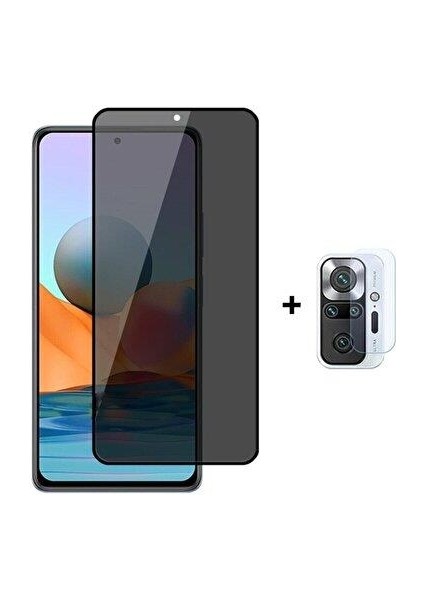 ECR MOBILE Redmi Note 10 Pro Uyumlu Arka Kamera Lens Koruma (2 Adet) ve Hayalet Privacy Ekran Koruyucu