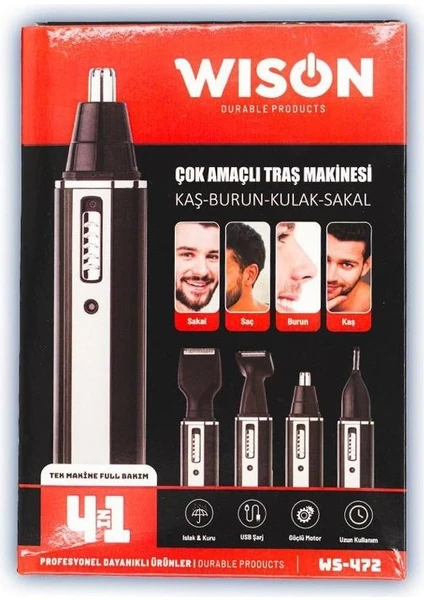 WS-472 4/1 Çok Amaçlı Tıraş Makinesi -Kaş-Burun-Kulak-Sakal