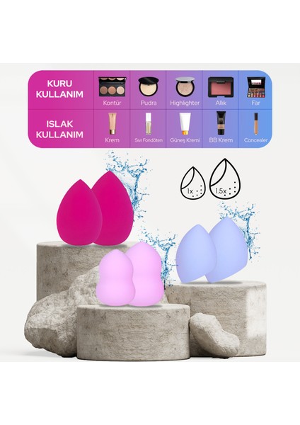 3’ü 1 Arada Özel Paketli Makyaj Süngeri – Toz, Sıvı ve Kuru Kullanım – 3 Tip Fondöten Süngeri fiyatları