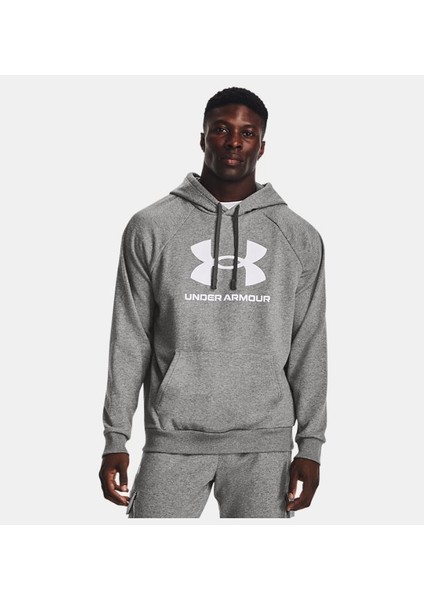 Erkek UA Rival Fleece Logo Kapüşonlu Üst 1379758-025