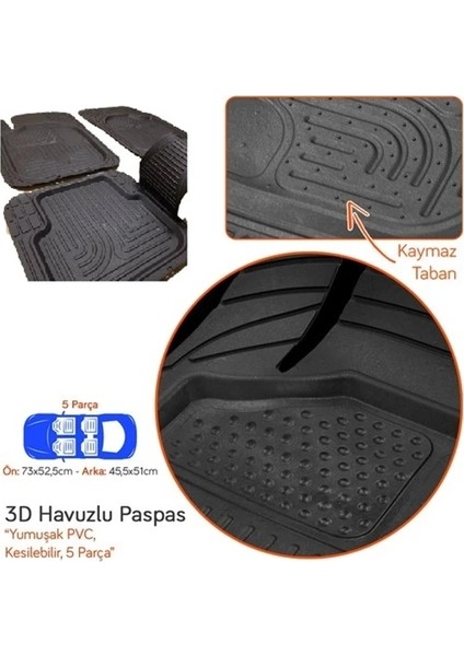 Fiat / Tofaş Tipo Uyumlu 3D Havuzlu Paspas Takımı
