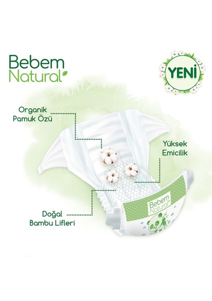 Bebem Natural Bebek Bezi 6 Beden Ekstra Large Aylık Fırsat Paketi 100 Adet