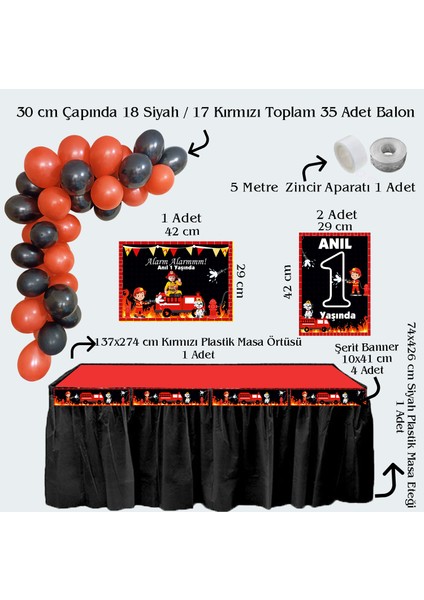 Itfaiyeci Temalı Kişiye Özel Doğum Günü Seti 10 KIŞILIK-131 Parça Dev Set