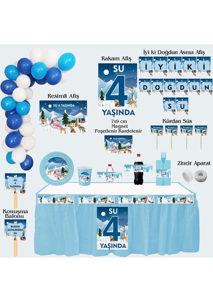 Kış Temalı Kişiye Özel Doğum Günü Seti 10 KIŞILIK-131 Parça Dev Set