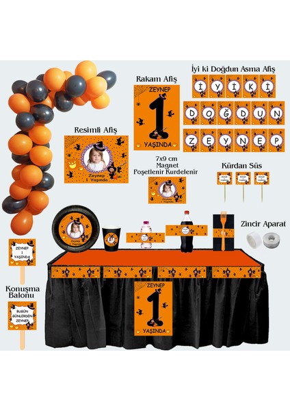 Cadı Temalı Kişiye Özel Doğum Günü Seti 10 KIŞILIK-131 Parça Dev Set