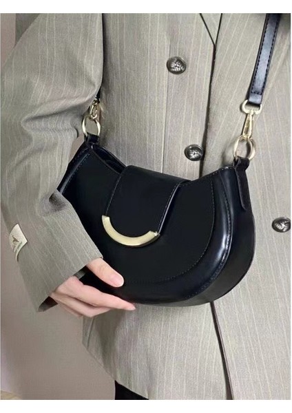 Yeni Eyer Çantası High-End Orta Yaşlı Çanta Retro Sıcak Kız Koltuk Altı Gülen Yüz Tek Omuz Messenger Çanta (Yurt Dışından)