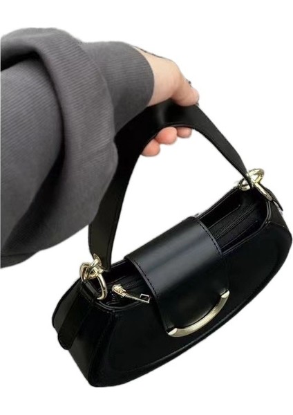 Yeni Eyer Çantası High-End Orta Yaşlı Çanta Retro Sıcak Kız Koltuk Altı Gülen Yüz Tek Omuz Messenger Çanta (Yurt Dışından)