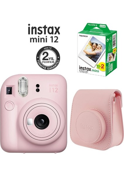 Instax Mini 12 Pembe Fotoğraf Makinesi ve Çantalı Hediye Seti 99