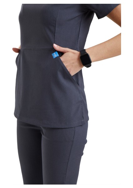 Freesıa- Kadın Likralı Koyu Gri Üniforma Üst fiyatları