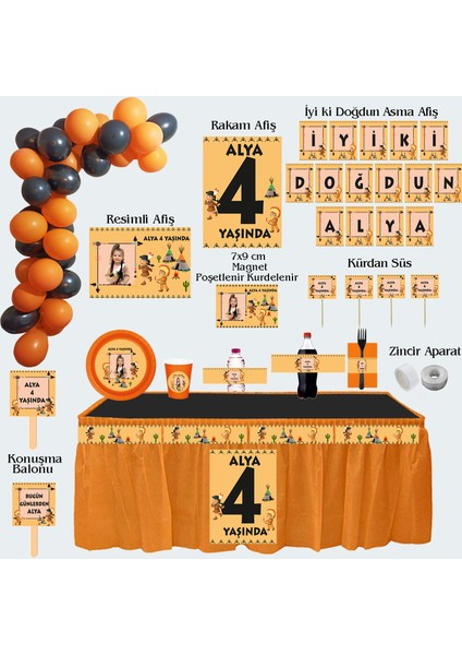 Kızılderili Temalı Kişiye Özel Doğum Günü Seti 10KIŞILIK-131 Parça Dev Set