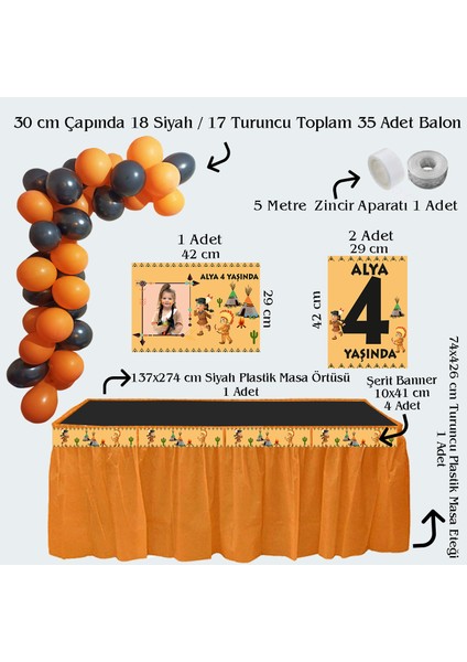 Kızılderili Temalı Kişiye Özel Doğum Günü Seti 10KIŞILIK-131 Parça Dev Set