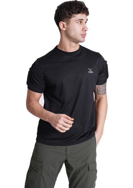 Kısa Kol Yakasız Taktik T-Shirt Siyah fiyatları