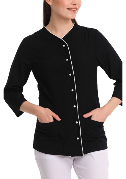 Poppy - Kadın Likralı Siyah Üniforma Üst fiyatları