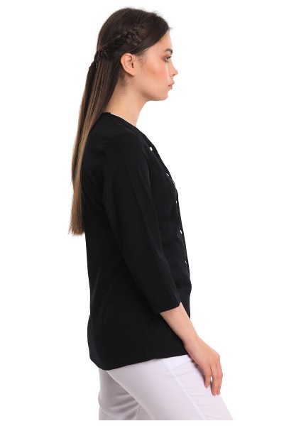 Poppy - Kadın Likralı Siyah Üniforma Üst modelleri