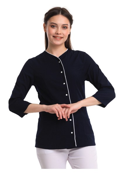Poppy - Kadın Likralı Lacivert Üniforma Üst