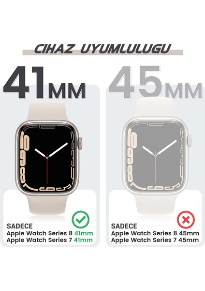 Apple Watch Seri 9-8-7 41MM Uyumlu Ekran ve Taşlı Kasa Koruyucu Gold fırsatları
