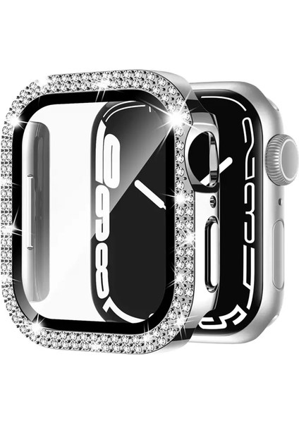 Apple Watch Seri 3-2 42MM Uyumlu Ekran ve Taşlı Kasa Koruyucu Gümüş fiyatları