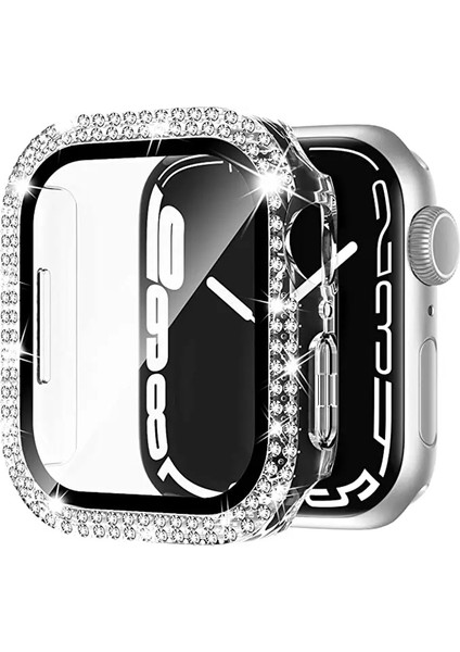 Apple Watch Seri 9-8-7 41MM Uyumlu Ekran ve Taşlı Kasa Koruyucu Şeffaf fiyatları