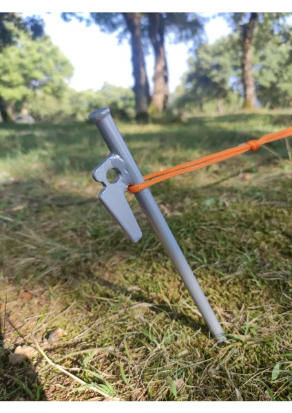 8 Adet 20 cm Gri Demir Çadır Çivisi, Çadır Kazığı, Kaymaz Kancalı Kazık