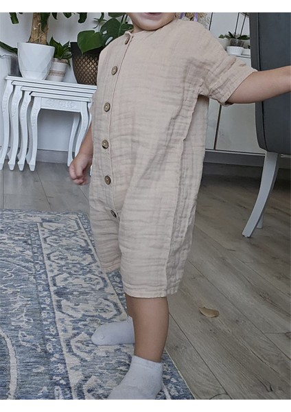 Müslin Tulum Kısa Kollu Yazlık Tulum Camel modelleri