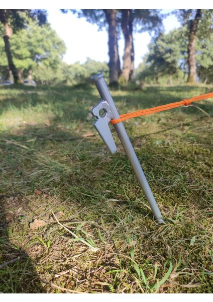 4 Adet 40 cm Gri Demir Çadır Çivisi, Çadır Kazığı, Kaymaz Kancalı Kazık