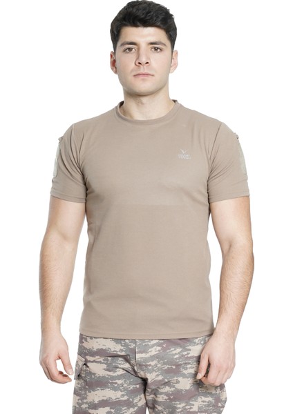 Kısa Kol Yakasız Taktik T-Shirt Bej fiyatları