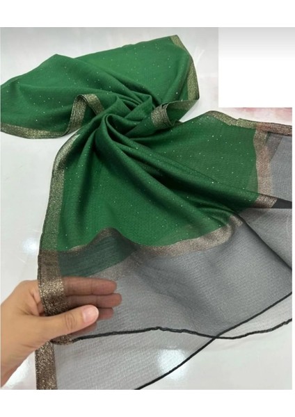 Taşlı Simli Tül Şal